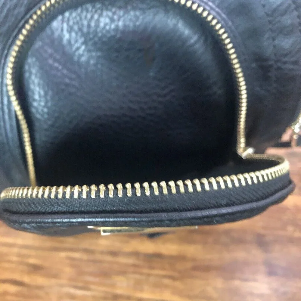 Juicy Couture Black Leather‎ Womens Purse Saddle Crossbody Bag Messenger